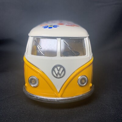5" Kinsmart 1962 Volkswagen Classical Bus Decal 1:32 Diecast Love Peace In RED - Foto 6