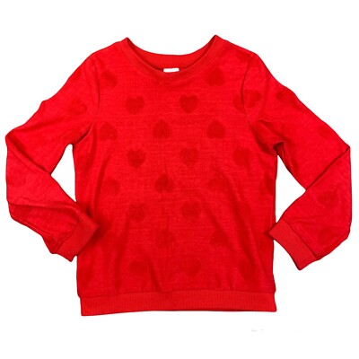 Palomino Girls 5-6 EUR 116 Pullover Sweater Red Heart Print Lightweight