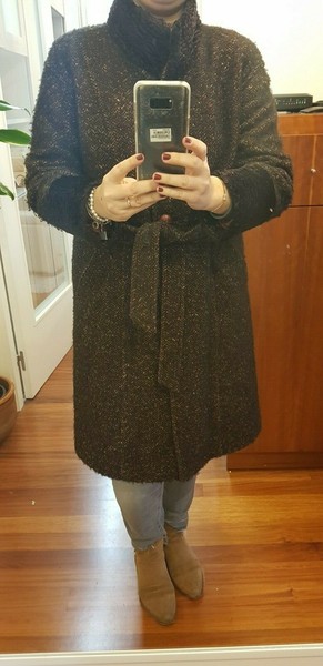 Costume Carmen Meleró abrigo marrón 44 L manteau coat shelter Mantel chic