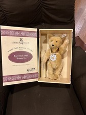 STEIFF Club Ed. 1995/96 Teddy Baby Bear 1946 Replica Yellow Gold Growler Button