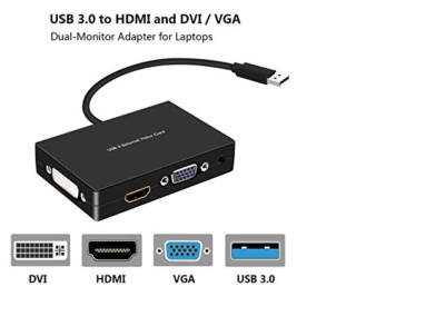 USB 3.0 to DVI/HDMI or VGA with 3.5mm Audio