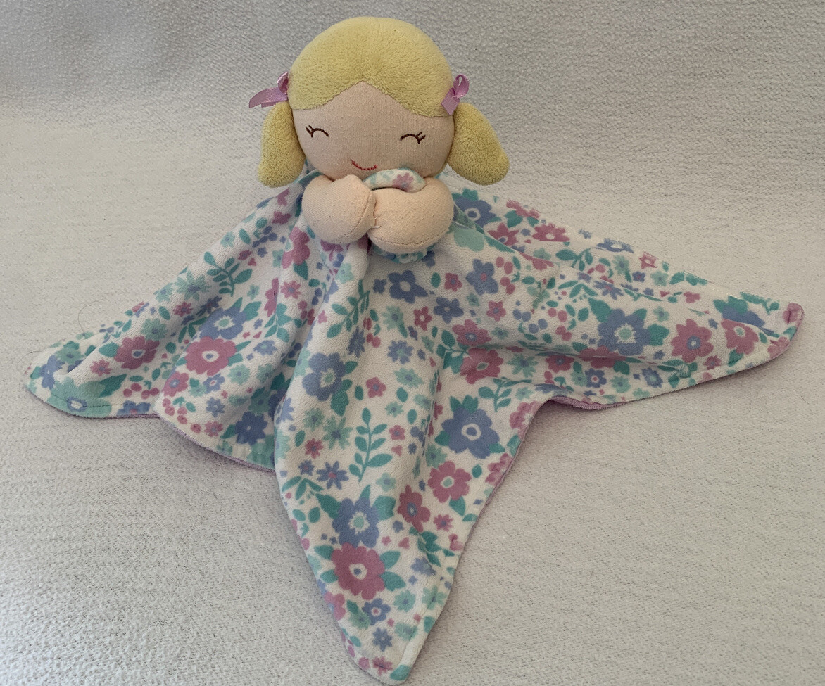 CARTERS Blond Girl Lovey Security Blanket Floral Flowers Purple