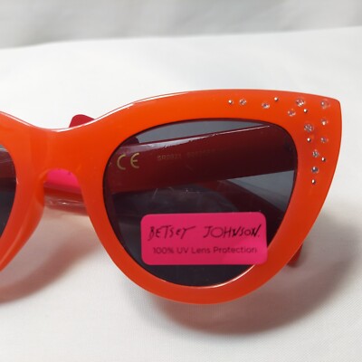 NWT Betsey Johnson Red Cat Eye Sunglasses Gemstones | eBay display picture 2