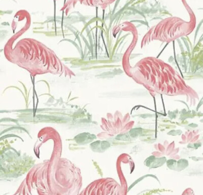 Nus3679 Flamingo Beach Peel & Stick Wallpaper Pink Wall Pops Nuwallpaper
