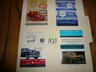 GMC Plymouth Chevrolet AUTOMOBILE MATCH COVERS - Four - Vintage - M20