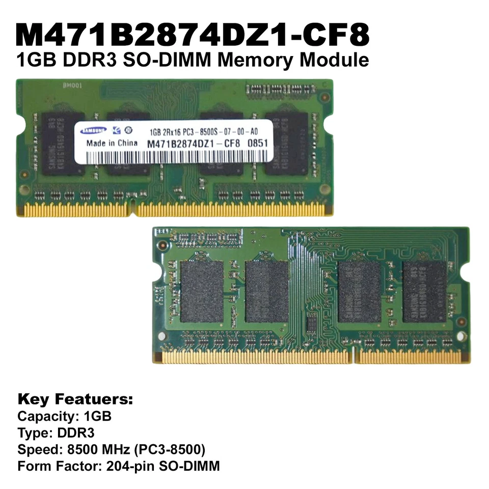 Lot x 2 Hynix HMT112S6BFRC-G7 1GB DDR3-1066/PC3-8500 SODIMM CL7 RAM F679F - Image 2 of 4