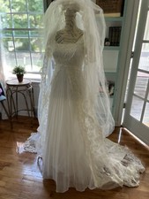 Vintage Wedding Dresses Lace Prairie Cottagecore Matching Lace Floor Length