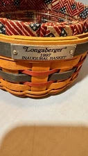LONGABERGER 1997 INAUGURAL BASKET WITH LINER AND PROTECTOR