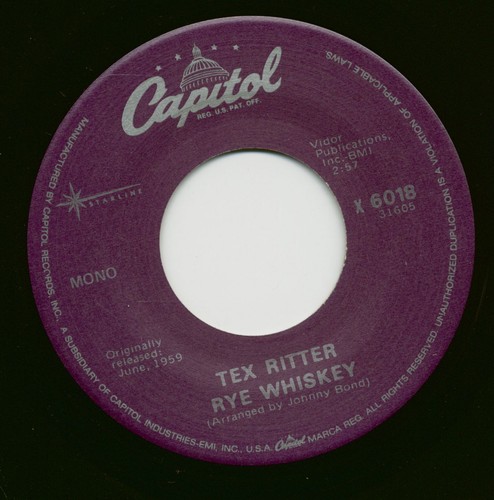 Tex Ritter - Rye Whiskey - Deck Of Cards (7inch, 45rpm) - Singles ...