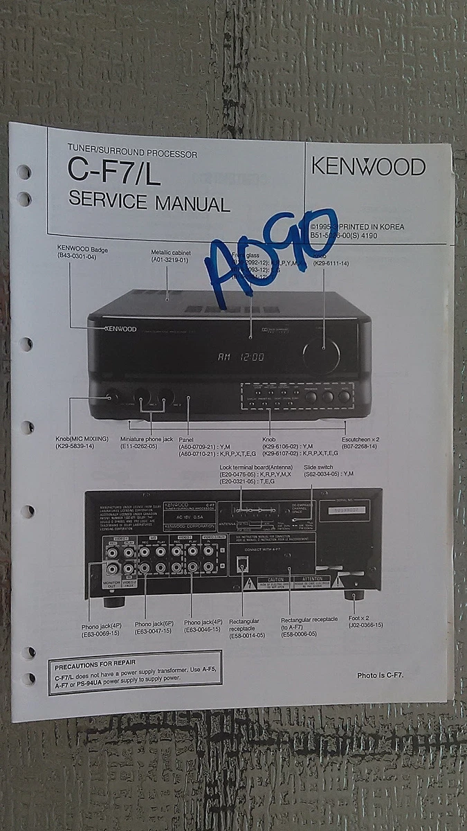 Kenwood C-F7 L Service Manual Original Repair Book Stereo Tuner.