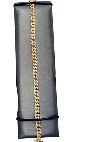 10K Yellow Gold Real 1.50 Ct Diamond 6mm Miami Cuban Ice Link Bracelet 8" Long - Picture 9 of 12