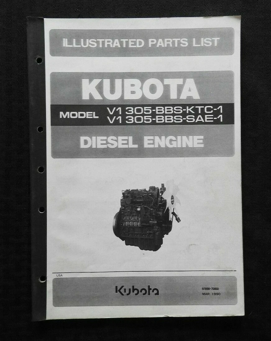 GENUINE KUBOTA V1305-BBS-KTC-1 V1305-BS-SAE-1 DIESEL ENGINE PARTS MANUAL CATALOG
