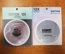 2 Pack: CONAIR Suction & 12X Magnifying Mirror White 4 Inch NEW (8838-F4B)