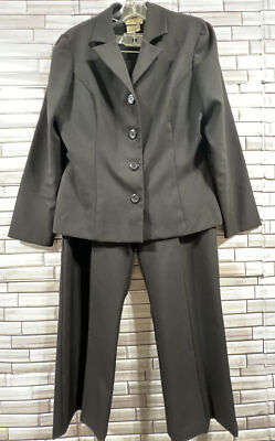 Katie Lee collection womens 12 pant suit wide let blazer jacket black Vintage