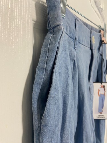 BCBGeneration Womens Jeans Size M Blue Light Wash High Rise Wide Leg Trouser NEW - Picture 6 of 14