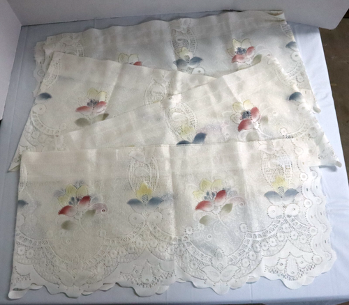 Valence Curtain Lot of 4 Floral Machine Lace Ivory Vtg JC Penney 57" x 14" each - Picture 8 of 16