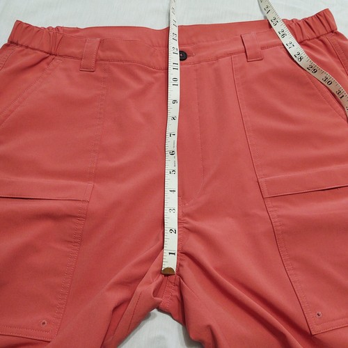 Caribbean Bermuda Golf Shorts Mens 38 Stretch Coral Orange Elastic Waist 8" Leg - Picture 9 of 10