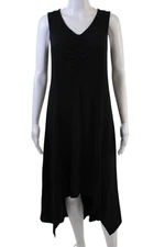 H By Halston Womens Ruched Round Neck Sleeveless Maxi Dress Black Size XXS
