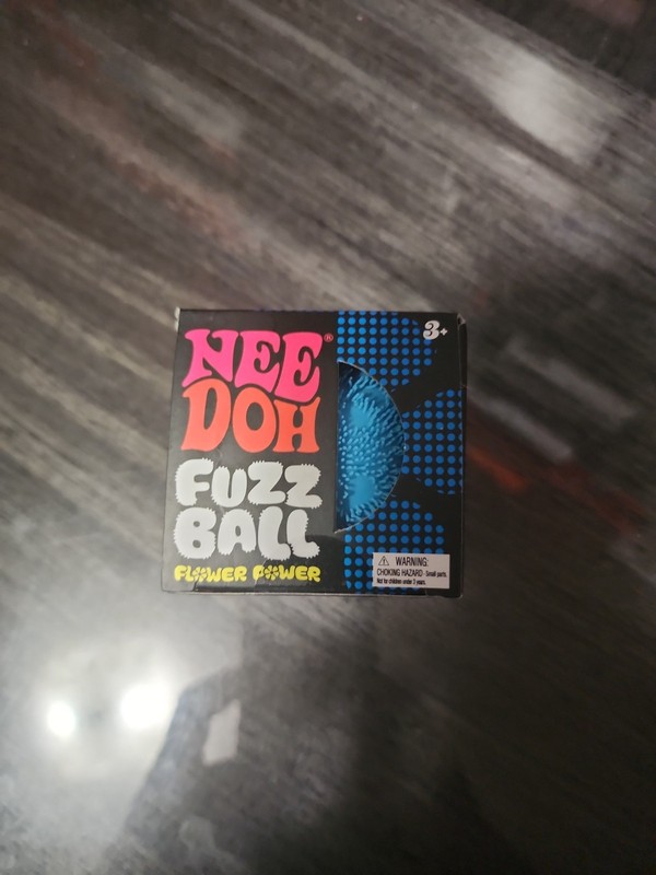 BLUE Needoh FUZZ BALL Flower Power Nee Doh Squish Stress Ball NEE-DOH Fuzzball