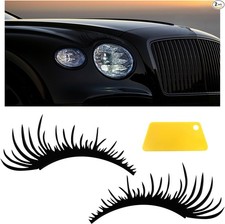 2 Pcs Car Headlight Eyelash Stickers Cute Fake Eyelash Bumper Wi Color Black