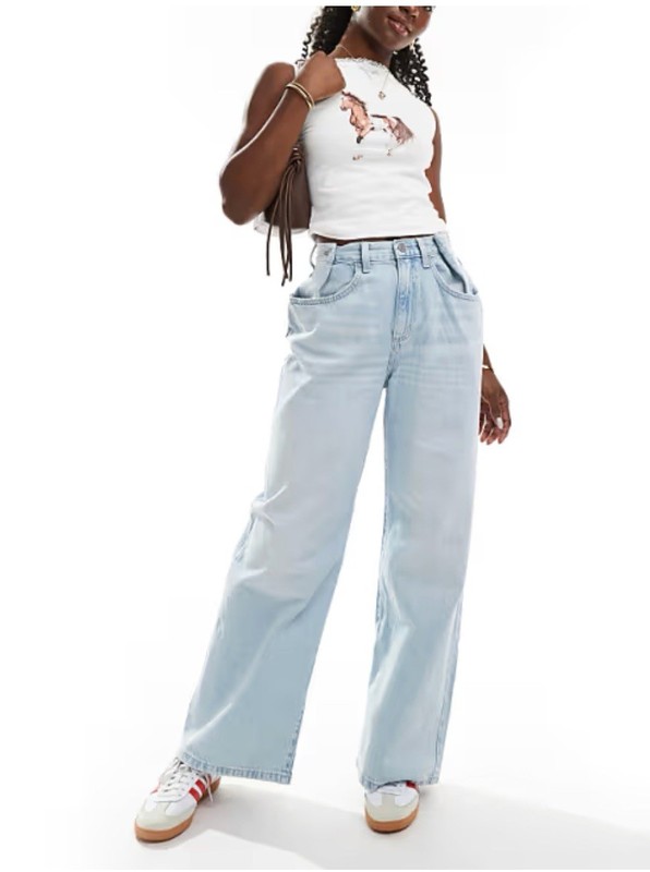 Cotton On Adjustable wide jean in blue Size 24