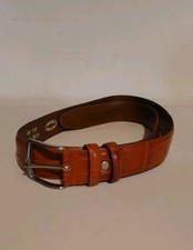 VINTAGE Italian Leather Mens 47" Belt Silver Tone Buckle Excellent Condition