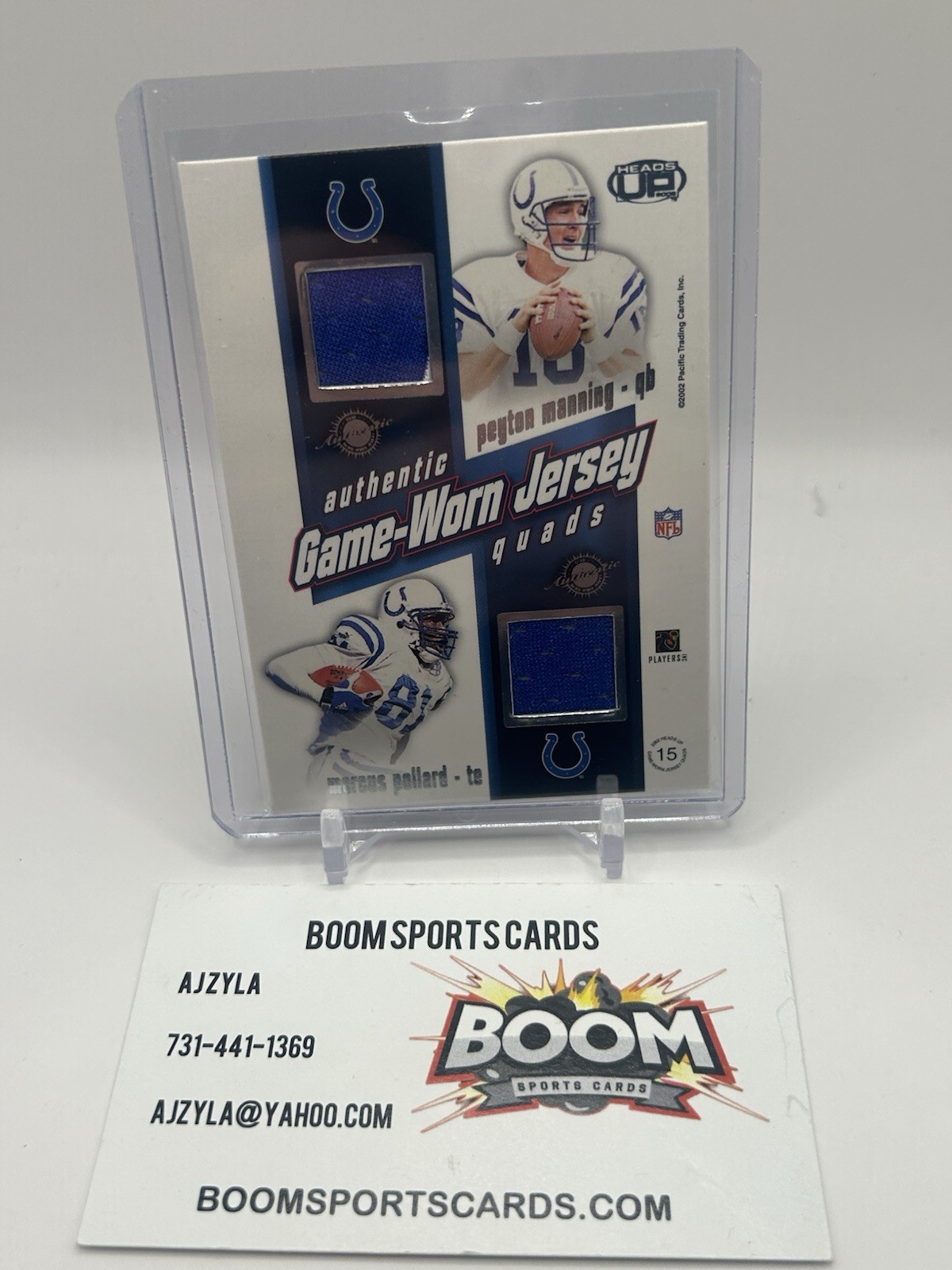 2002 Pacific Heads Up Jersey Quads #15 Peyton Manning Edgerrin Harrison Pollard