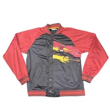 Miami Heat Jacket Uomo Large Nero Rosso Giallo NBA Basket Snap Button Raglan