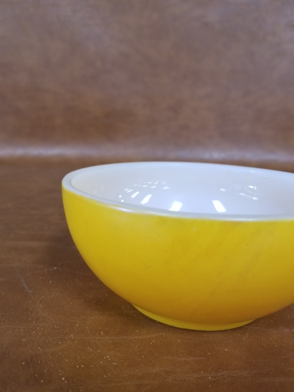 Vintage Fine King Oven Ware Small 5"m Yellow bowl USA 