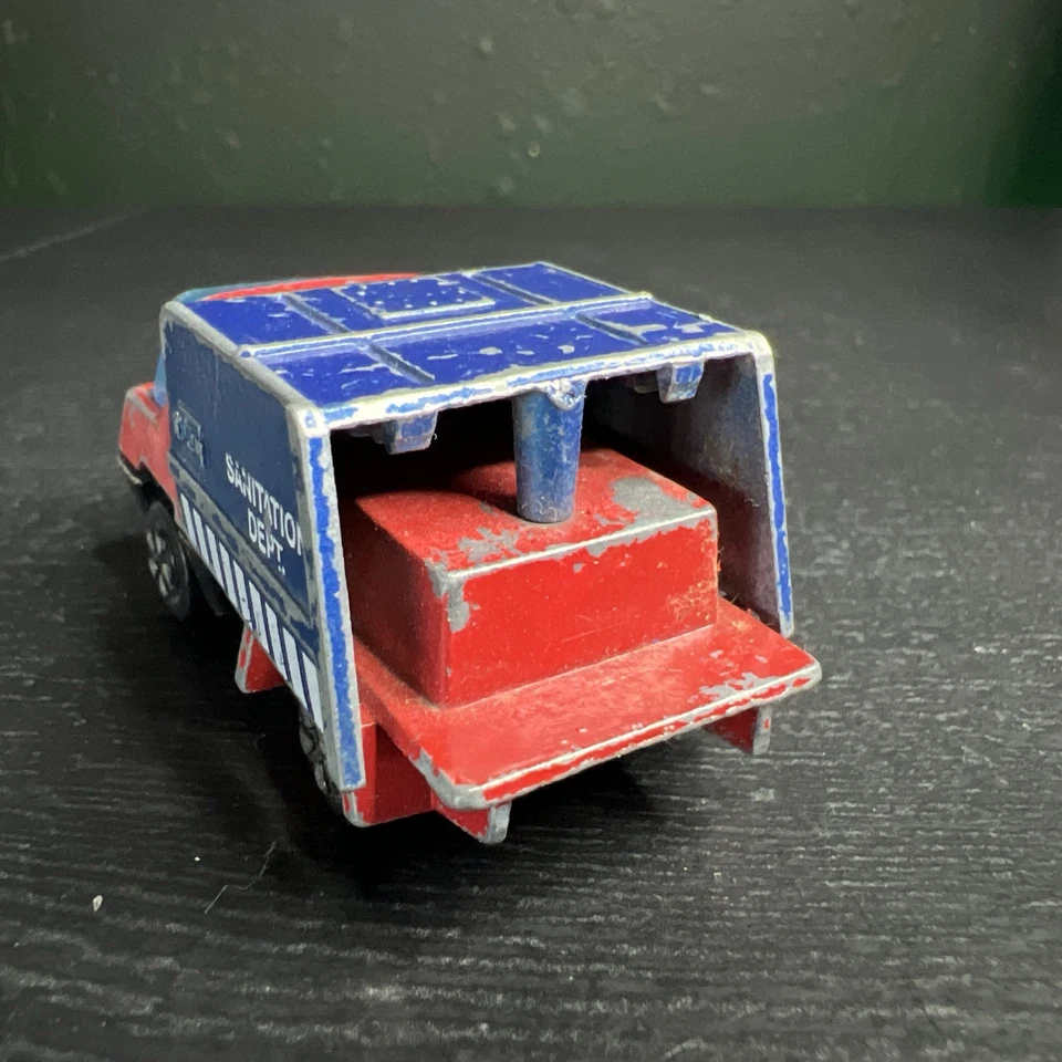 Vintage Playart Garbage Truck Die Cast Sanitation Dept. Blue Hong Kong 2.5” - Image 4 of 4