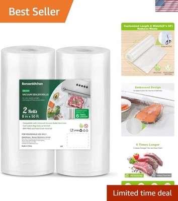Vacuum Sealer Bags 8Inx50Ft 2Pack Clear