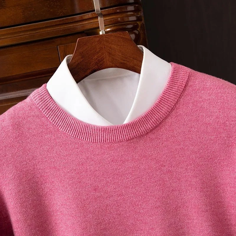 Men’s Wool O-Neck Twist Knit Thick Winter Pullover Sweater UK