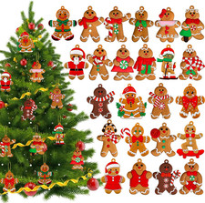 24Pcs Gingerbread Man Ornaments for Christmas Tree Decorations Mini Gingerbread