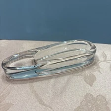 MID CENTURY HEAVY CRYSTAL PIPE CIGAR OR CIGARETTE PERSONAL ASHTRY