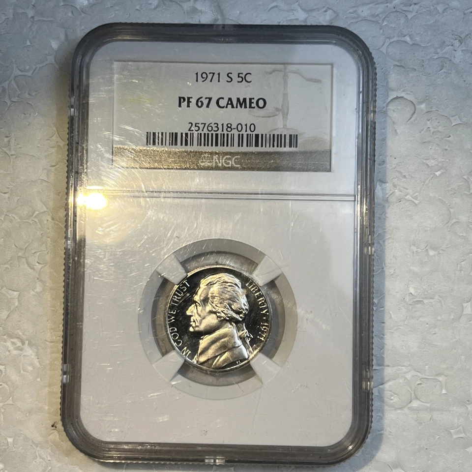 1971 -S Jefferson Nickel 5 Cents NGC Certified Proof 67 Cameo 3.2 Million Mtd - Image 3 of 4