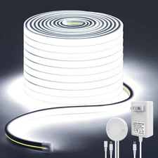 16.4FT Neon COB LED Strip Lights 24V 1600 LEDs Penetrable Wood Touch Sensor L...