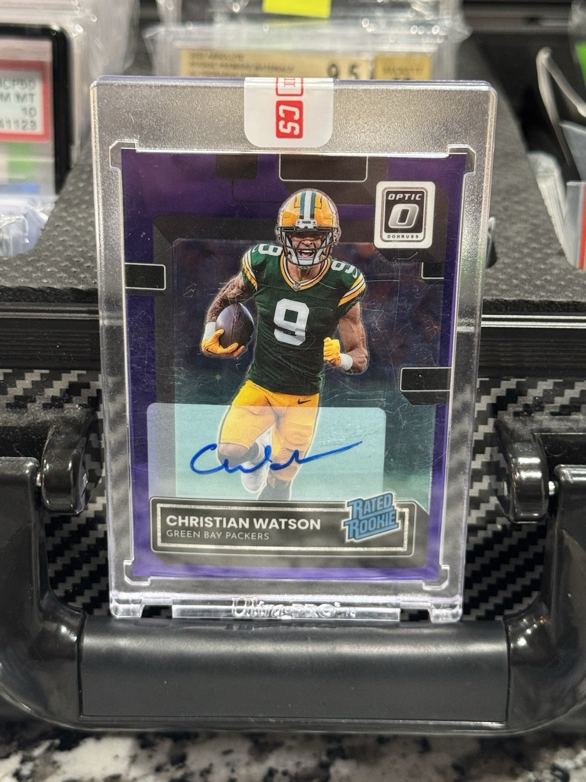 2022 Donruss Optic Rated Rookie Christian Watson Purple Stars Prizm Auto /50