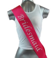 Hens Night Party Bridal Sash Hot Pink/Silver - Bridesmaid