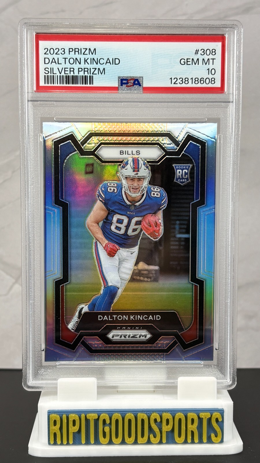 Dalton Kincaid 2023 Panini Prizm #308 Silver RC PSA 10 Gem MT Rookie Bills