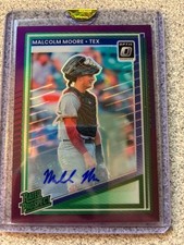 MALCOLM MOORE 2025 Donruss Optic Rated Prospect Purple Prizm Auto #/49