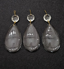 Lot of 3 Vintage Chandelier Crystal Teardrop Prisms 3 3/4" Length