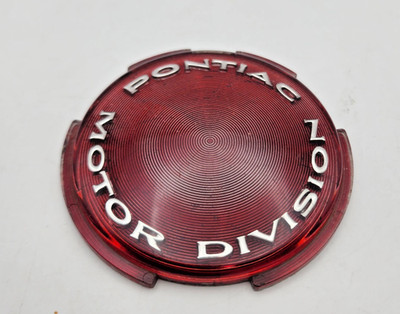 Vintage 1960s-70s Pontiac Motor Division Red Hubcap Center. Original Used Part.