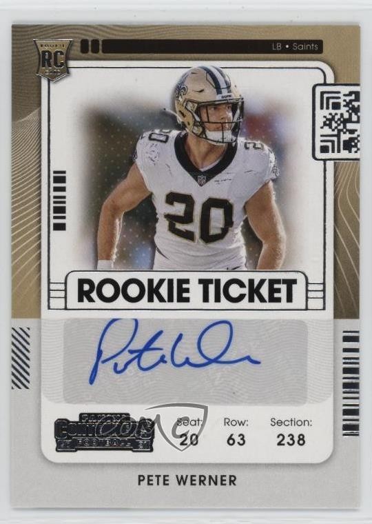 2021 Panini Contenders Rookie Ticket Pete Werner #175 Rookie Auto RC 3hd