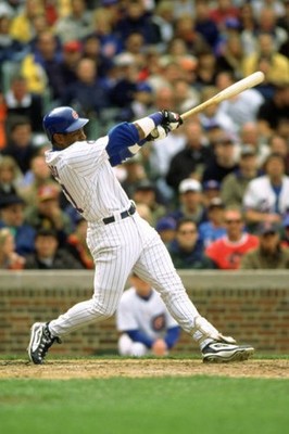 Sammy Sosa Chicago Cubs bats during an MLB game at Wrigley Field i- Old Photo 1