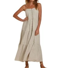 Rylee and Cru Tiered Maxi Dress | Laurel Plaid XL NEW