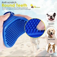 2 Pack Dog Grooming Brush Silicone Pet Bath Massage Deshedding Comb Cats Dogs