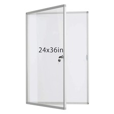 Lockable Dry Erase Board 36x24 Inches Enclosed Bulletin Boards White Board Fr...
