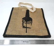 Maker's Mark Bourbon Whiskey Bottle Plastic Lined Burlap Tote Gift Bag Xmas Gift