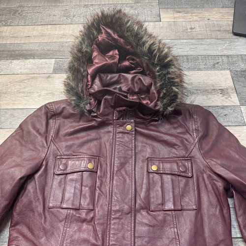 South Kunstlederjacke Full Zip Kapuze Stepp gefüttert Lila Damen Uk14 - Bild 3 von 7