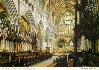 c19490 The Choir Chancel Exeter Cathedral Devon England John Hinde Postkarte